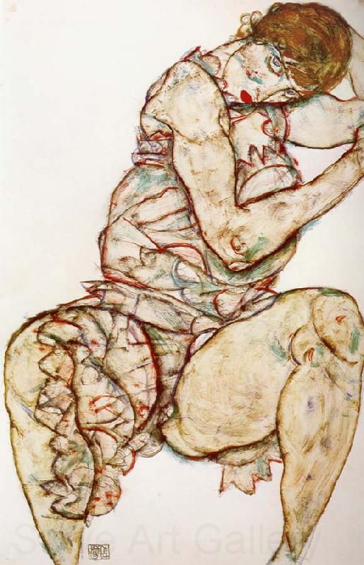 Egon Schiele Seated Woman with her Left Hand in her Hair Germany oil painting art